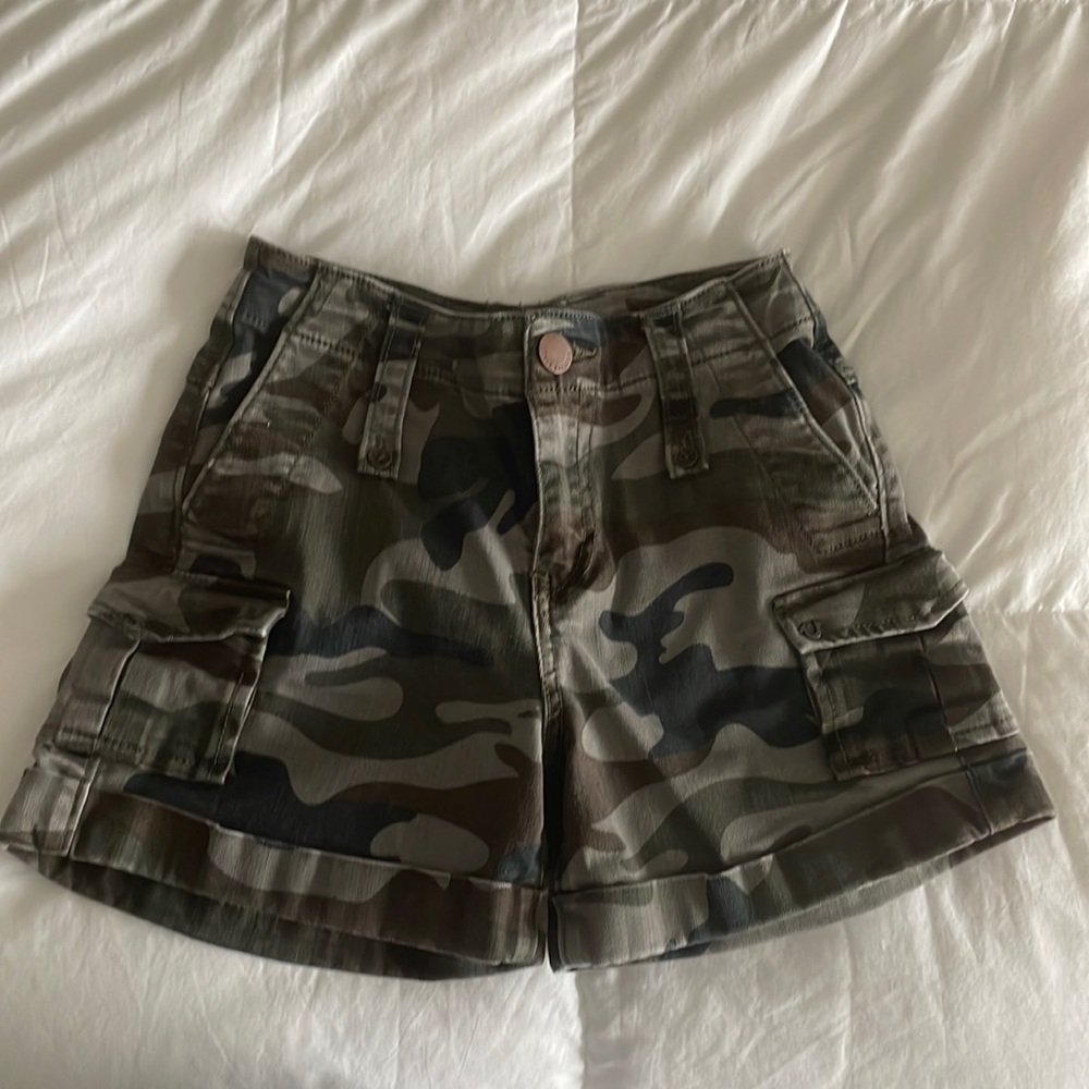 True Religion Camouflage High Rise Cargo Shorts